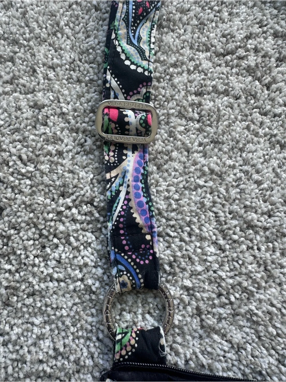 Vera Bradley Retired Kiev Paisley Hipster Crossbody Bag Black Multi Zip Pockets